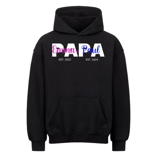 Papa Schriftzug 2 Kinder Oversized Hoodie *personalisierbar*