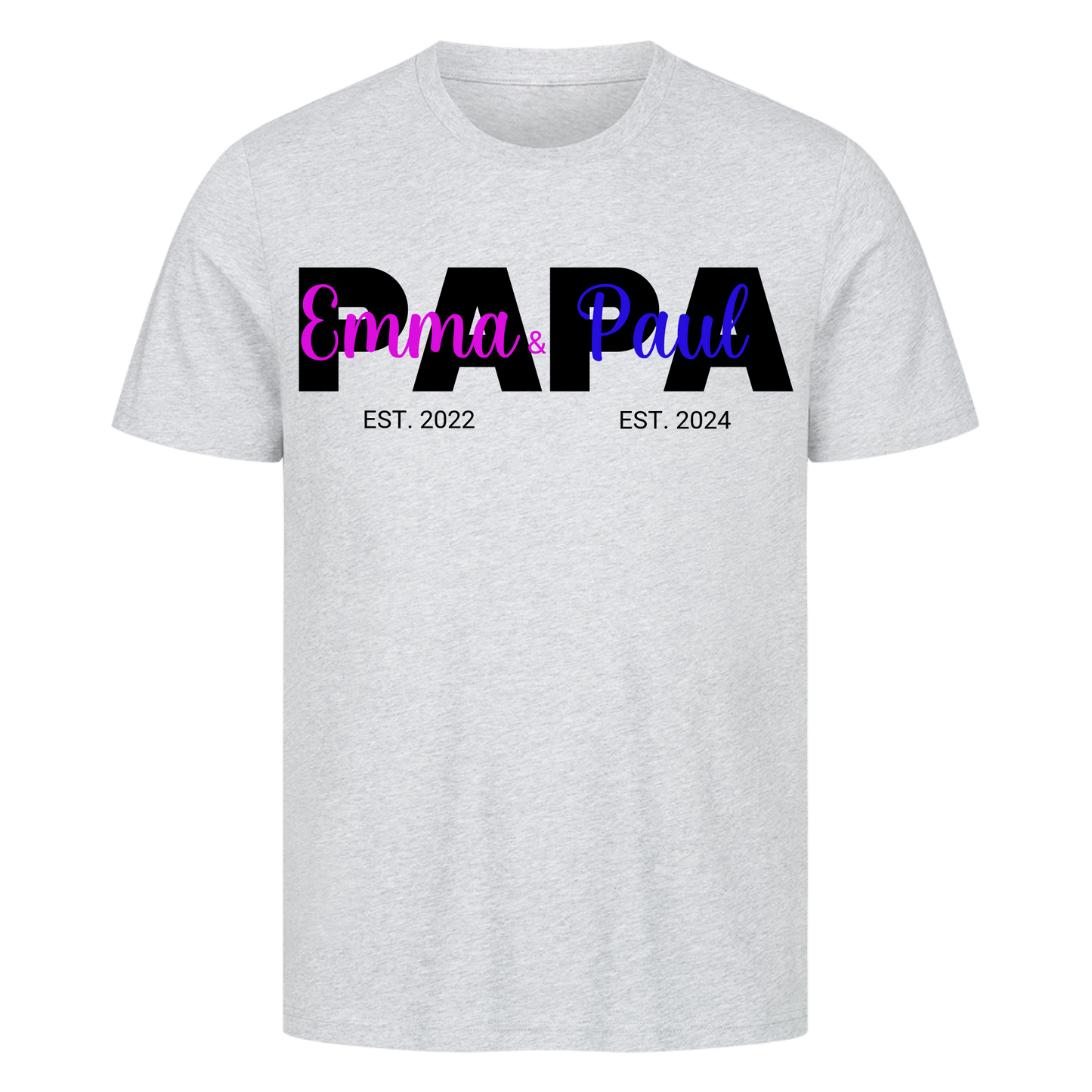 Papa Schriftzug 2 Kinder Premium T-Shirt *personalisierbar*